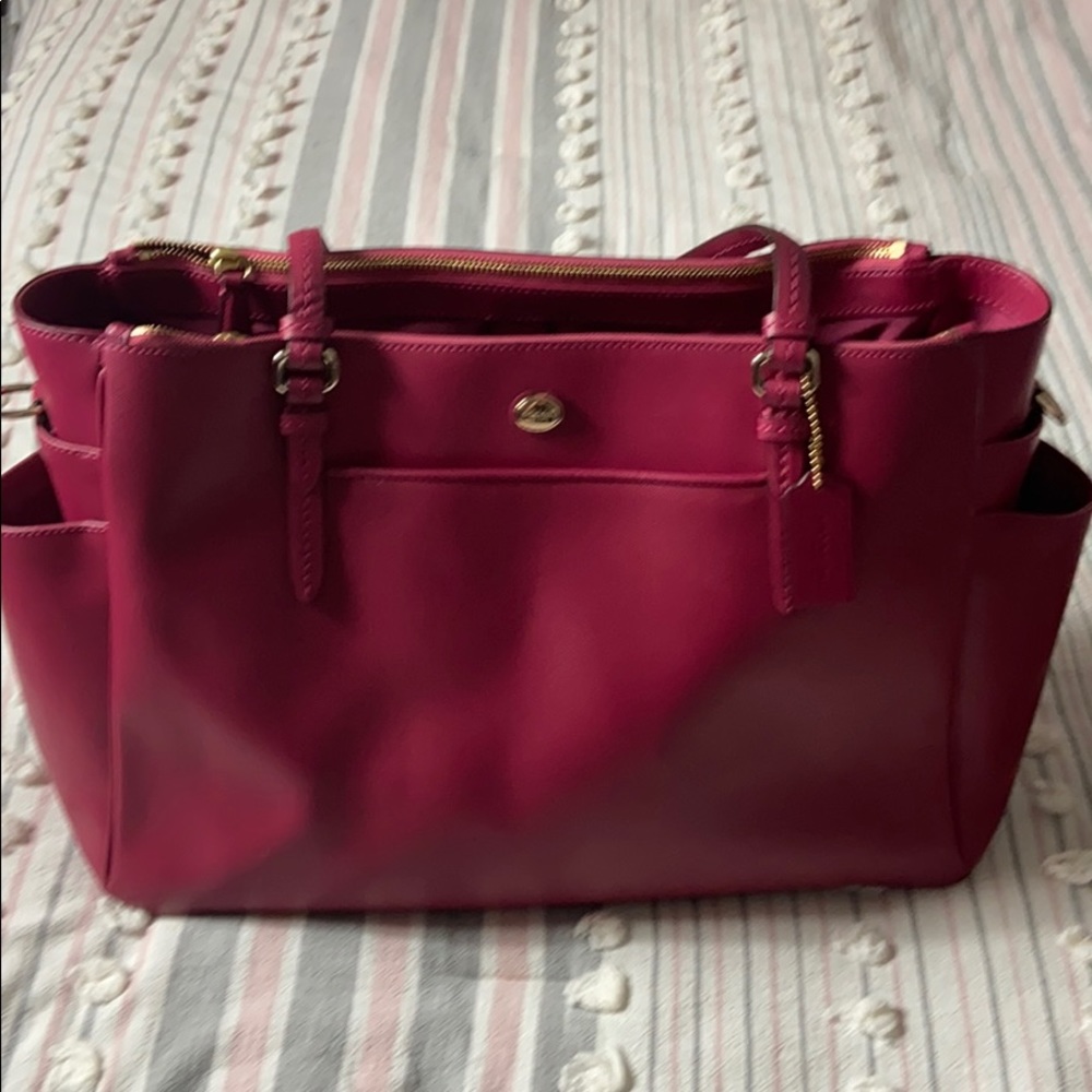 Coach Peyton Berry Leather Multifunction Diaperbag